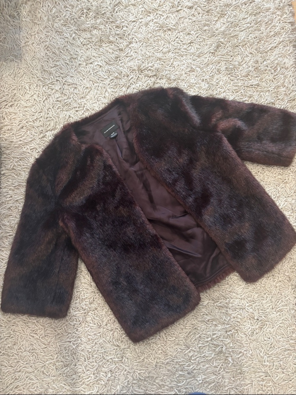 Club Monaco Dark Brown Faux Fur Jacket